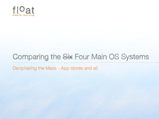 Comparing the Six Four Main OS Systems
Deciphering the Mess - App stores and all.
 