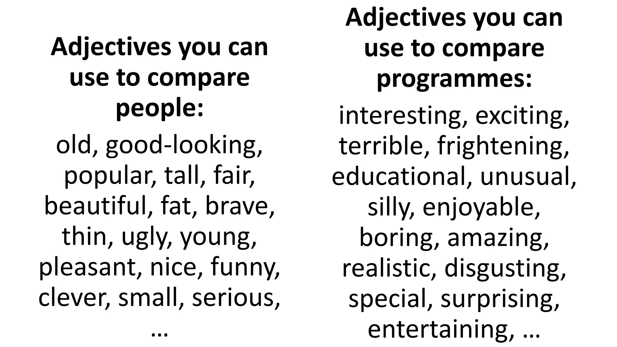 Comparing Tv Characters And Tv Programmes