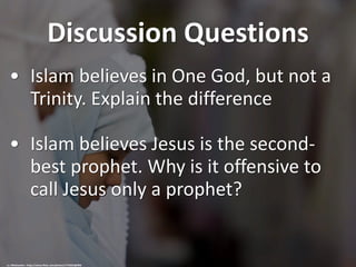 Discussion Questions
• Christians are not expected to
learn Greek and Hebrew, but
Muslims are expected to learn
Arabic. Wh...