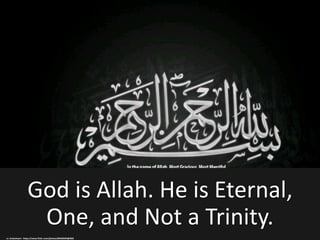 God is Allah. He is Eternal,
One, and Not a Trinity.
cc: drakoheart - https://www.flickr.com/photos/89430593@N02
 