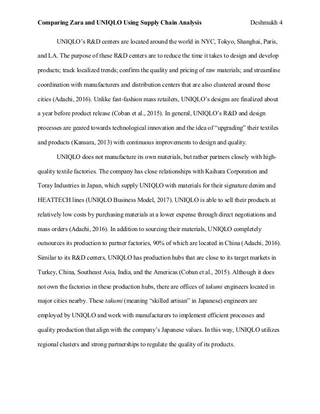 Comparing Zara And Uniqlo Using Supply Chain Analysis Deshmukh