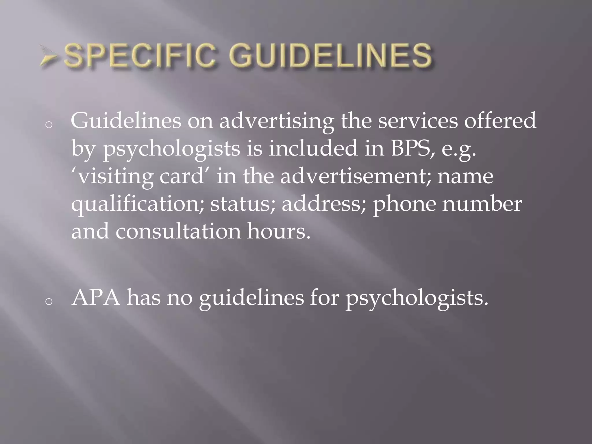 Comparision between bps and apa ethical guidelines 1 | PPTX