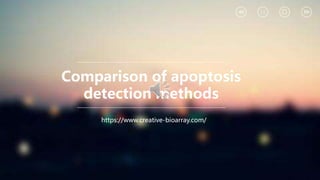 Comparison of apoptosis
detection methods
https://www.creative-bioarray.com/
 