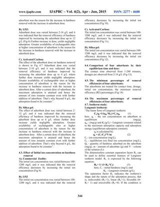 Comparision studies on Adsorbants for removal of Hardness from Water by ...