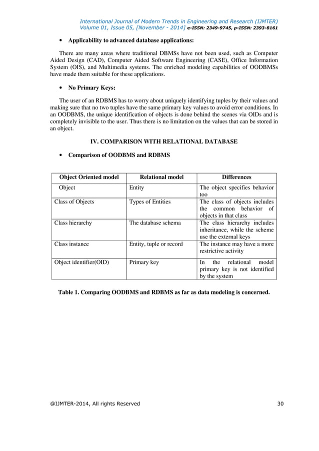 Comparison of Relational Database and Object Oriented Database | PDF