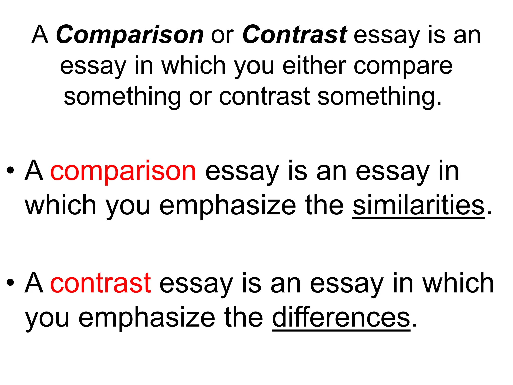 Comparison and contrast paragraph ppt