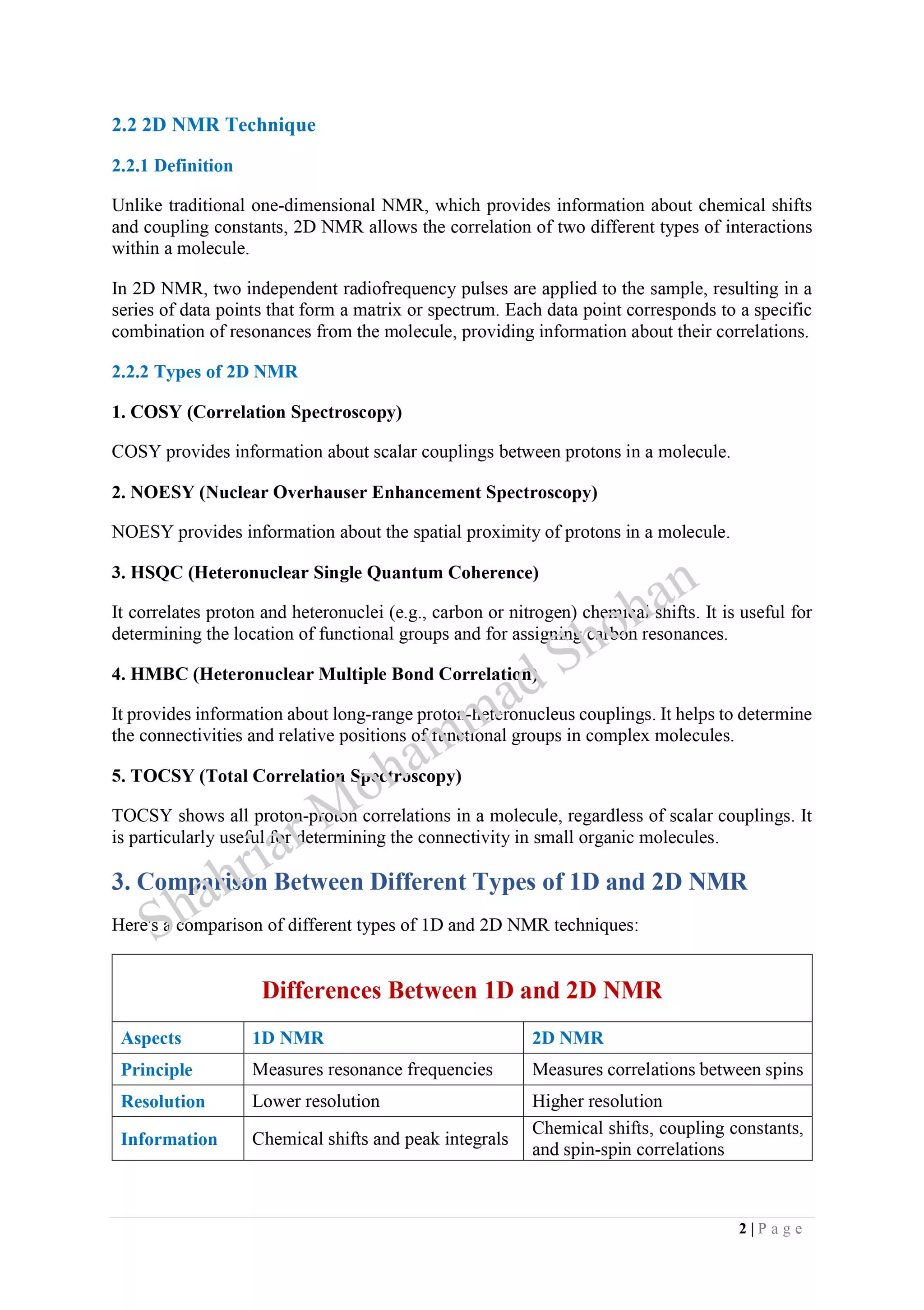 Comparison Between 1D and 2D NMR Techniques.pdf