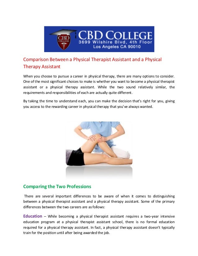 what is the difference between a physical therapist physical therapy assistant career