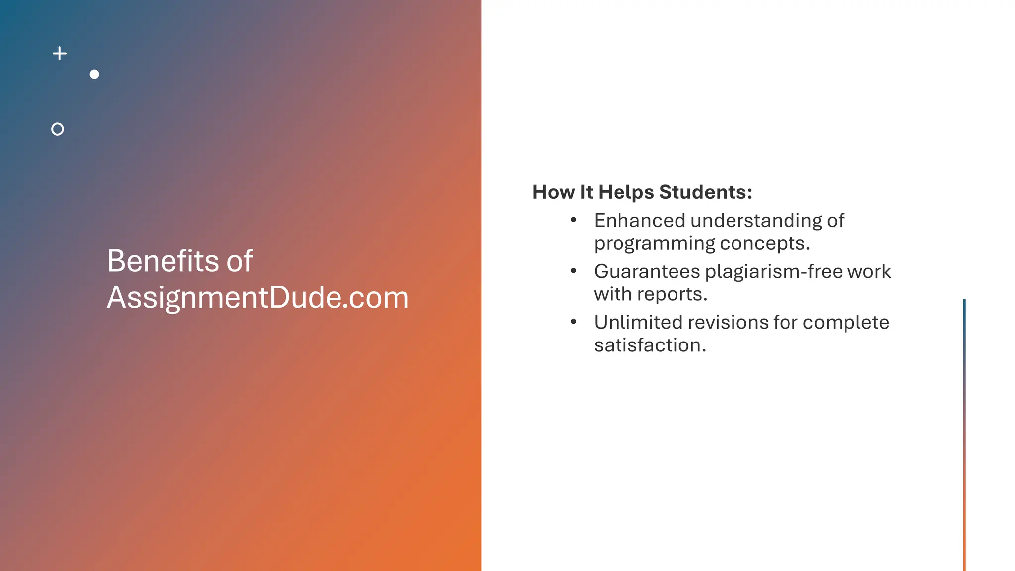 Benefits of
AssignmentDude.com
 