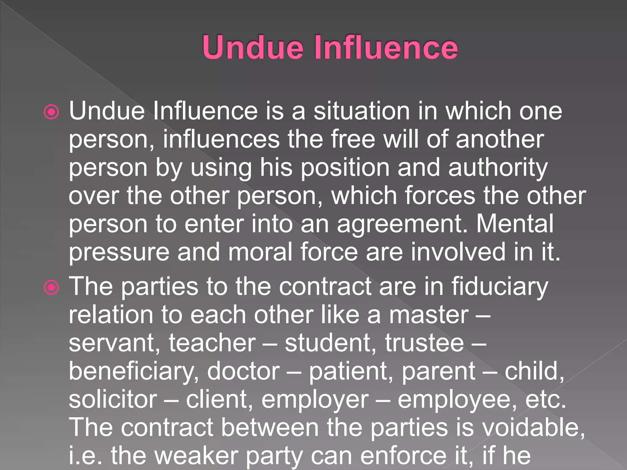 Comparison between coiercion and undue influence | PPT