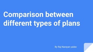 Comparison between
different types of plans
By Raj Narayan yadav
 