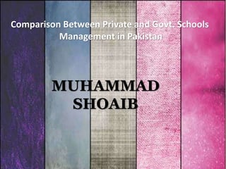 MUHAMMAD
SHOAIB
Comparison Between Private and Govt. Schools
Management in Pakistan
 