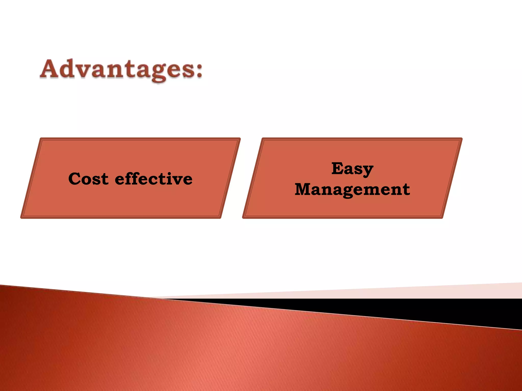 Cost effective
Easy
Management
 