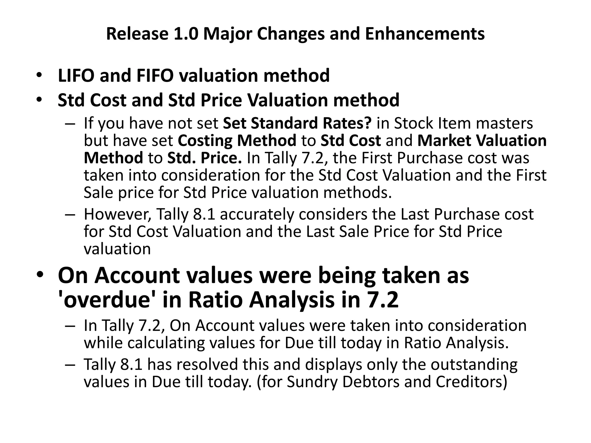 Comparison between various version of tally | PPTX