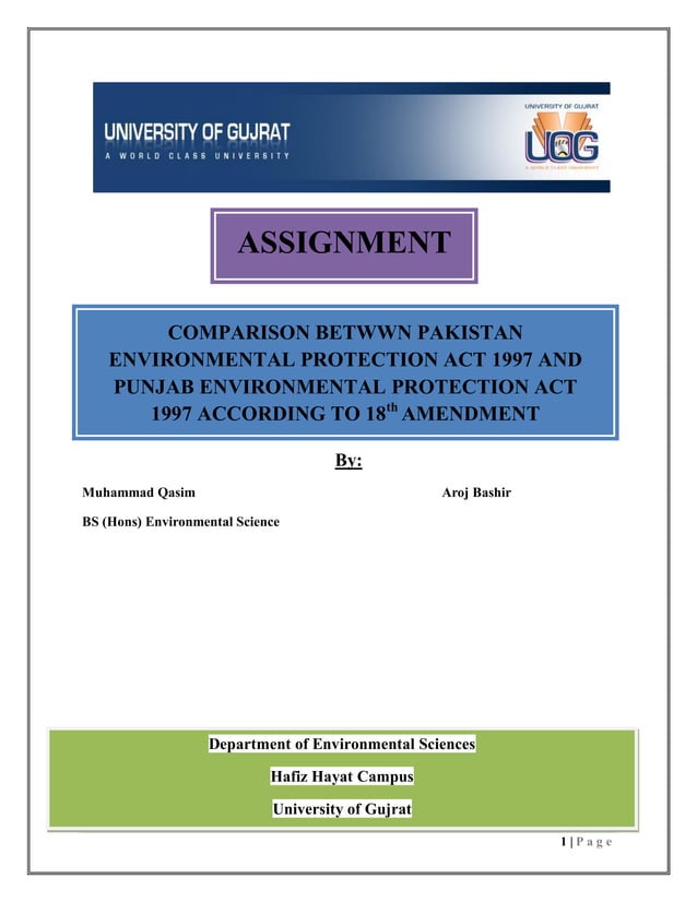 Comparison betwwn pakistan environmental protection act 1997 and punjab