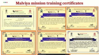 Malviya mission training certificates
 