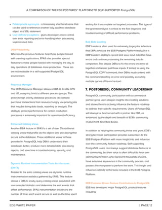 A Comparison of EDB Postgres to Self-Supported PostgreSQL | PDF