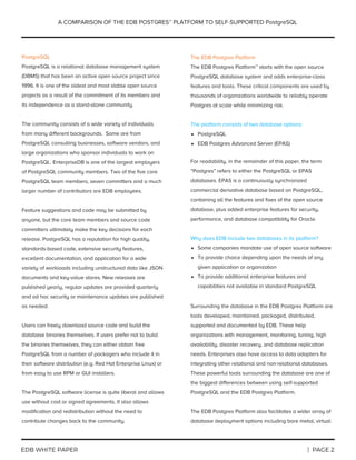 A Comparison of EDB Postgres to Self-Supported PostgreSQL | PDF