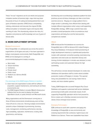 A Comparison of EDB Postgres to Self-Supported PostgreSQL | PDF