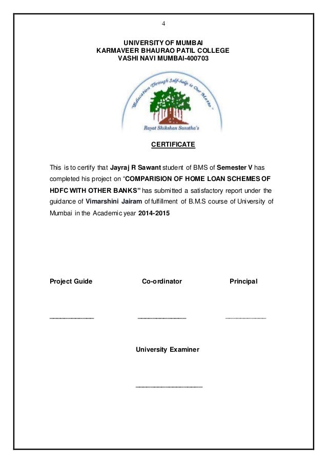 Project report on comparison of home loans Project report on comparison of home loans