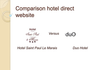 Comparison hotel direct website Versus Hotel Saint Paul Le Marais		Duo Hotel  
