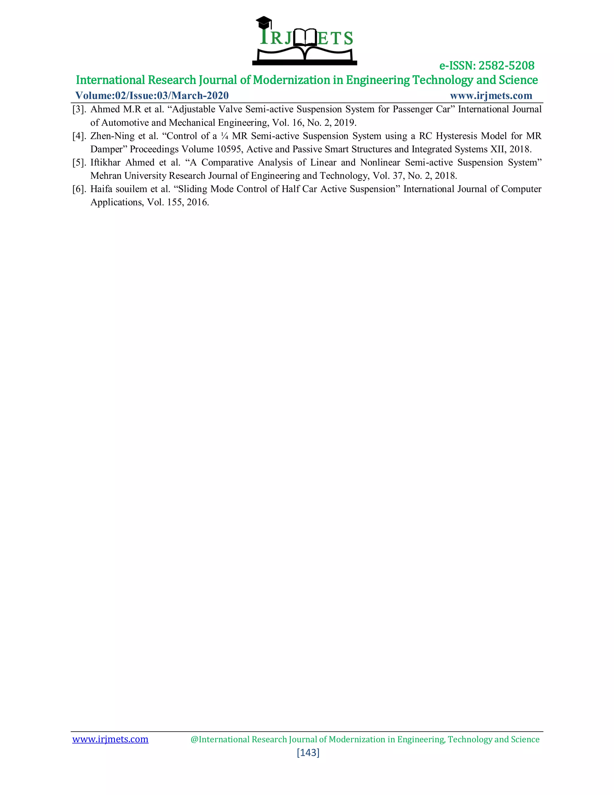 Comparison of active and semi active suspension systems using robust ...