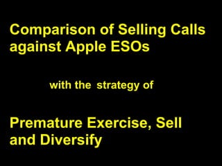 .




Comparison of Selling Calls
against Apple ESOs

     with the strategy of


Premature Exercise, Sell
and Diversify
 