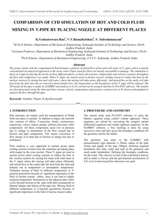 Comparison of cfd simulation of hot and cold fluid mixing in t pipe by ...