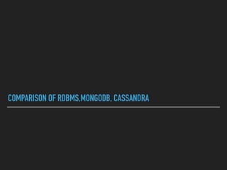 COMPARISON OF RDBMS,MONGODB, CASSANDRA
 