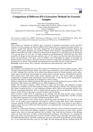 Comparison of different dna extraction methods for forensic samples | PDF