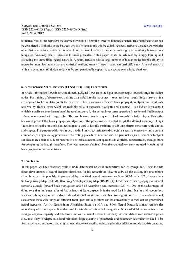 Comparison of different neural networks for iris recognition | PDF