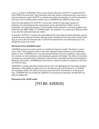 Comparison of Features and Data Requirements among the CALPUFF, AERMOD ...