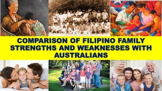 COMPARISON OF FILIPINO FAMILY
STRENGTHS AND WEAKNESSES WITH
AUSTRALIANS
 