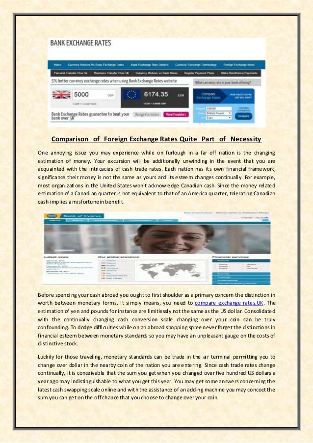 Comparison Of Foreign Exchange Rates Quite Part Of Necessity - 