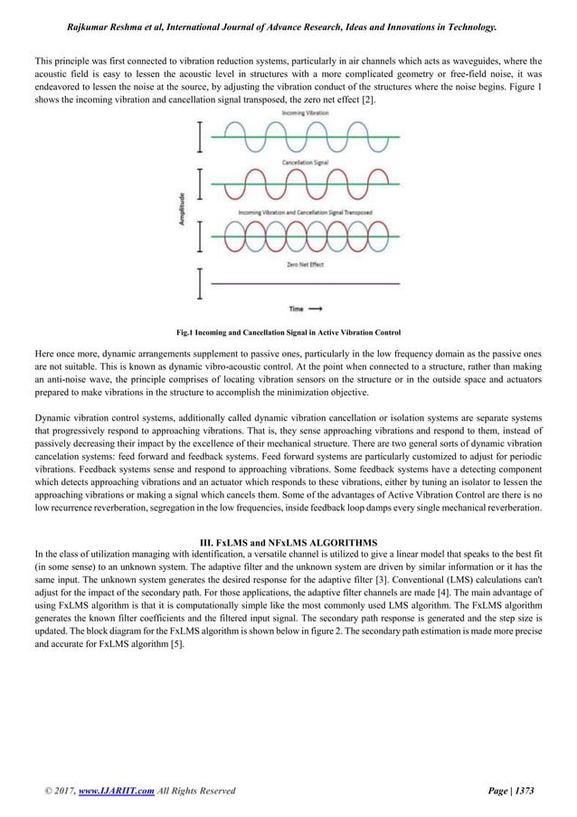 Comparison of fx lms and n fxlms algorithms in matlab using active