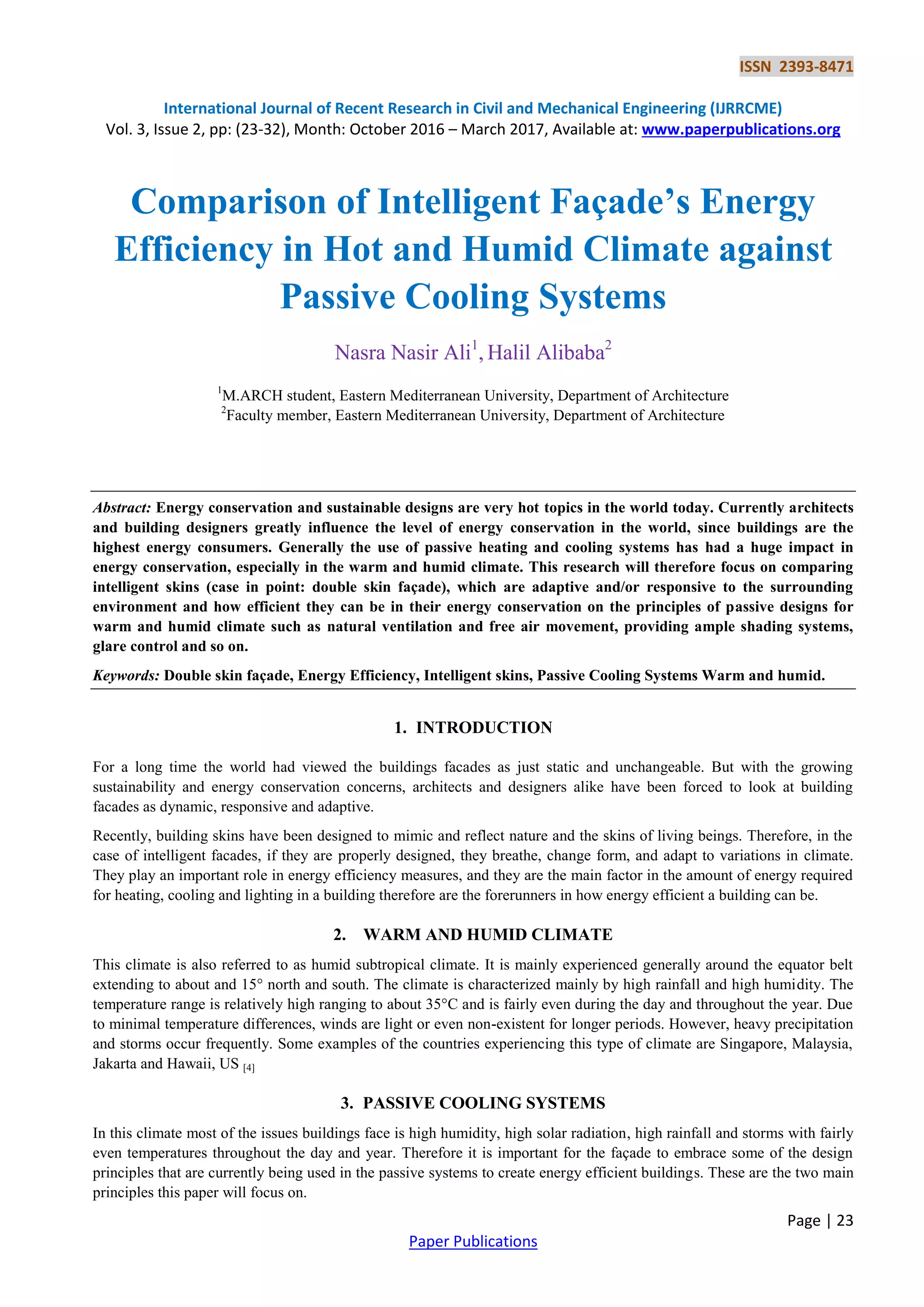 Comparison of Intelligent Façade’s Energy Efficiency in Hot and Humid ...