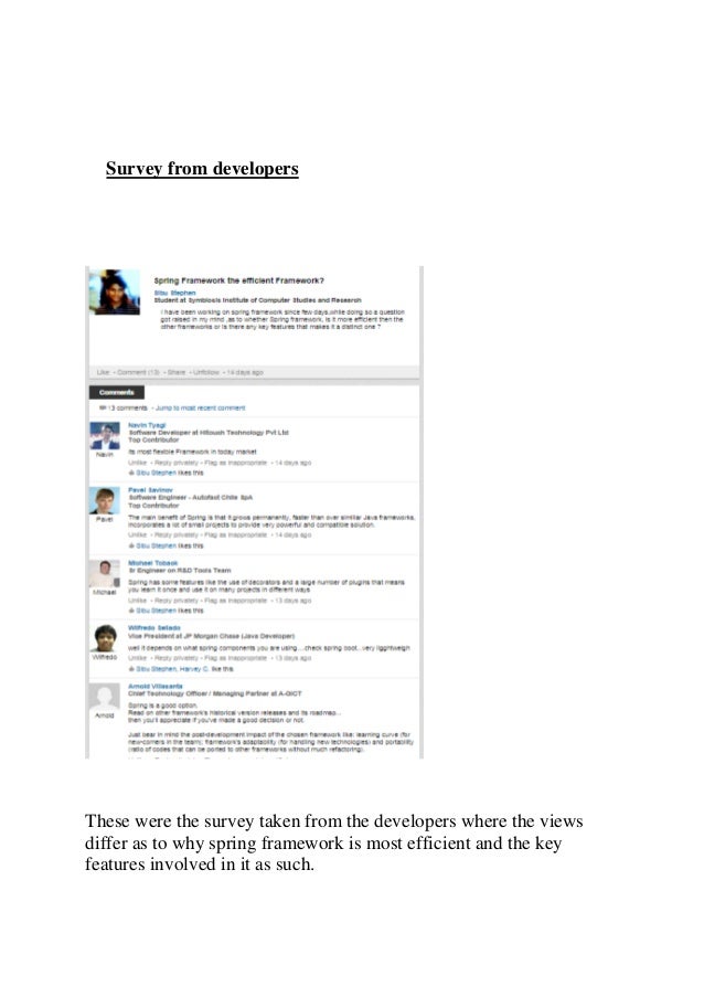 Comparison of spring and other frameworks.!