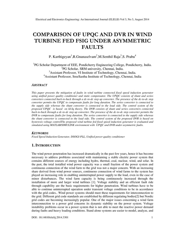 Comparison of upqc and dvr in wind turbine fed fsig under asymmetric ...