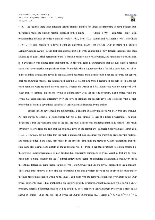 Comparisons of linear goal programming algorithms