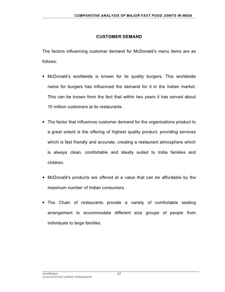 Topics For Scholarship Essays Comparitive Analysis Of Major Fast Food Joints In Saurabhgupta Icfai Business School Hyderabad Comparitive Analysis Autobiographical Essay also Narrative Essay Stories Argumentative Essay Fast Food Essay Interview My Friend Essays On To Kill A Mockingbird Sample Essay