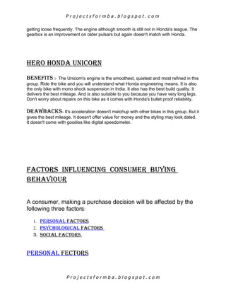 Comparitive study on consumer buying behaviour of hero honda and pulsar ...