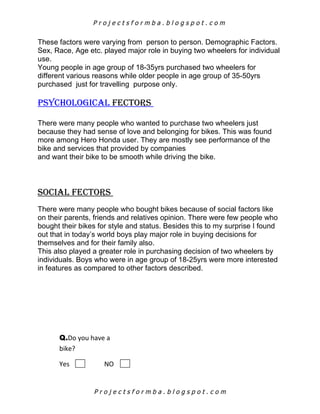 Comparitive study on consumer buying behaviour of hero honda and pulsar ...