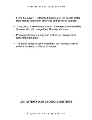 Comparitive study on consumer buying behaviour of hero honda and pulsar ...