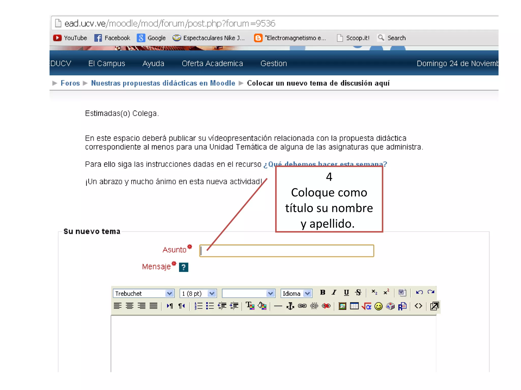 4
Coloque como
título su nombre
y apellido.