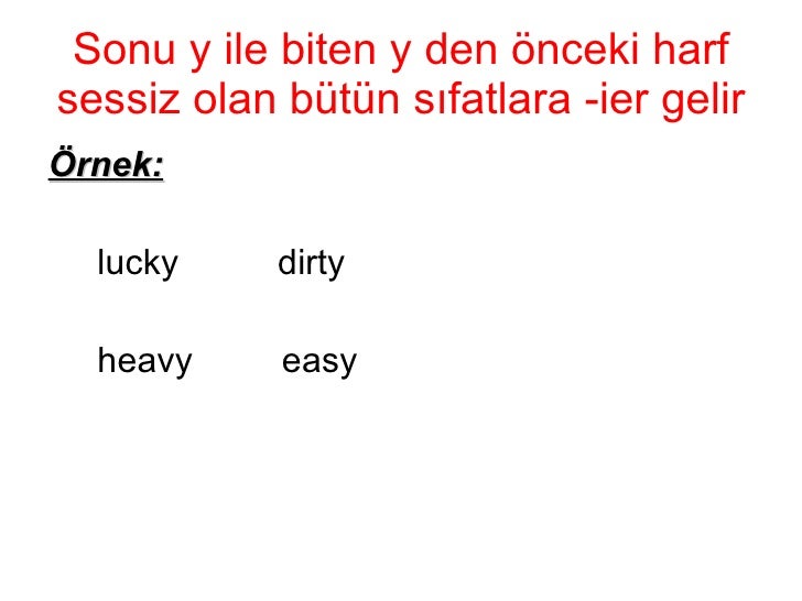 Sonu y ile biten kelimeler İngilizce