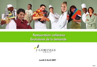 Restauration collective Evolutions de la demande Lundi 2 Avril 2007 