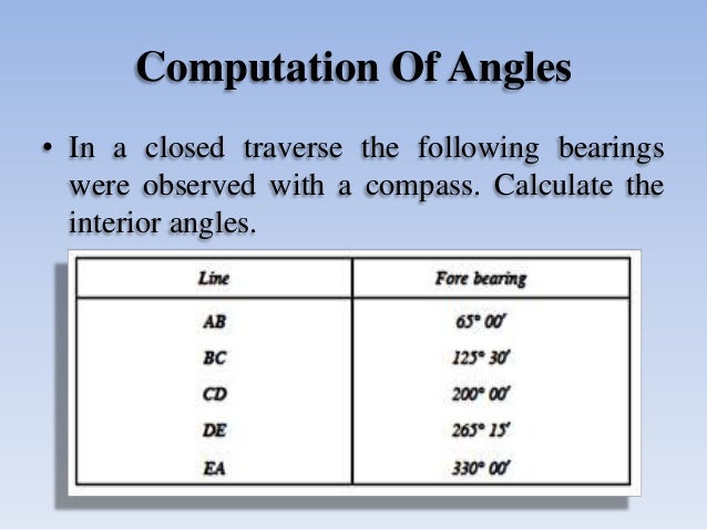 Surveying closed traverse how to find out the bearings of Surveying closed traverse how to find out the bearings of