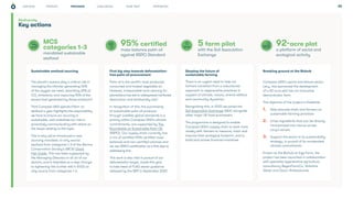 CHALLENGES WHAT NEXT APPENDICES
STRATEGY 25
There is an urgent need to help our
farmers transition from a reductionist
approach to regenerative practices in
support of climate, nature, animal welfare
and community dynamics.
Recognising this, in 2022 we joined the
Soil Association Exchange (SAX) alongside
other major UK food purchasers.
The programme is designed to enable
Compass UK&I's supply chain to work more
closely with farmers to measure, track and
improve their ecological footprint, and to
build and access financial incentives.
Compass UK&I's sports and leisure sector,
Levy, has sponsored the development
of a 92-acre plot into an innovative
demonstrator farm.
The objective of the project is threefold:
1. Help educate chefs and farmers on
sustainable farming practices
2. Grow ingredients that can be directly
incorporated into menus across
Levy’s venues
3. Support the sector in its sustainability
strategy, in pursuit of its accelerated
climate commitments
Known as the Biohub at Ings Farm, the
project has been launched in collaboration
with specialist regenerative agriculture
consultancy RegenFarmCo, Yorkshire
Water and Quorn Professionals.
The planet's oceans play a critical role in
managing the climate: generating 50%
of the oxygen we need, absorbing 25% of
CO2
emissions; and capturing 90% of the
excess heat generated by those emissions8
.
That Compass UK&I spends £16m+ on
seafood a year highlights the responsibility
we have to ensure our sourcing is
sustainable, and underlines our role in
proactively communicating with clients on
the issues relating to this topic.
This is why we’ve introduced a new
sourcing mandate: to only source
seafood from categories 1-3 of the Marine
Conservation Society’s (MCS) Good
Fish Guide. This has been supported by
the Managing Directors in all six of our
sectors, and is intended as a step change
to tightening this further still in 2023; to
only source from categories 1-2.
Palm oil is the world's most produced,
consumed and traded vegetable oil.
However, irresponsible land clearing for
plantations has led to widespread rainforest
destruction and biodiversity loss9
.
In recognition of this, the purchasing
of sustainable palm oil products
through credible global standards is a
priority within Compass UK&I's climate
commitments; one supported by The
Roundtable on Sustainable Palm Oil
(RSPO). Our supply chain currently has
a mix of certified (95% certified mass
balance) and non-certified volumes and
we see RSPO certification as a first step to
addressing this.
This work is also vital in pursuit of our
deforestation target, made this year
to take heed of FLAG sector guidance
released by the SBTi in September 2022.
Key actions
Shaping the future of
sustainable farming
Breaking ground at the Biohub
Sustainable seafood sourcing First big step towards deforestation-
free palm oil procurement
92-acre plot
a platform of social and
ecological activity
5 farm pilot
with the Soil Association
Exchange
95% certified
mass balance palm oil
against RSPO Standard
MCS
categories 1-3
mandated sustainable
seafood
PROGRESS
Biodiversity
OUR ROLE
 