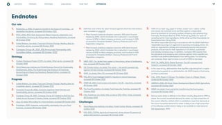 PROGRESS CHALLENGES WHAT NEXT
STRATEGY 47
Endnotes
APPENDICES
Our role
1. Rockström, J, 2020, 10 years to transform the future of humanity -- or
destabilize the planet, accessed 28 October 2022
2. IPCC, 2022, IPCC Sixth Assessment Report Impacts, Adaptation and
Vulnerability: Summary for Policymakers Headline Statements, accessed
28 October 2022
3. United Nations, (no date), Food and Climate Change: Healthy diets for
a healthier planet, accessed 28 October 2022
4. Compass Group UK, 2021, ESS Announces Partnership with
Incredible Edible, accessed 28 October 2022
Strategy
1. Carbon Disclosure Project (CDP), (no date), What we do, accessed 28
October 2022
2. World Resources Institute and World Business Council for Sustainable
Development, 2004, The Greenhouse Gas Protocol: A Corporate
Accounting and Reporting Standard, Revised Edition, accessed 28
October 2022
Progress
1. United Nations, (no date), Food and Climate Change: Healthy diets for
a healthier planet, accessed 28 October 2022
2. Compass Group UK, 2022, Compass appoints Chief Climate and
Sustainability Advisor, accessed 28 October 2022
3. Compass Group UK, 2021, Compass Group UK & Ireland to Roll Out Eco-
Labels Across Business & Industry Estate, accessed 28 October 2022
4. Levy, (no date), We’re calling for a food revolution, accessed 28 October 2022
5. Foodsteps, 2022, Integrate sustainability seamlessly into your food
business, accessed 28 October 2022
6. Definition and criteria for plant-forward against which the interventions
were modelled on page 23
• Plant forward moderate adoption scenario: 30% plant forward
recipes by 2030, which translates into a reduction in purchased
volume of 30% for Meat category products, and increase in 30%
of volume for Groceries Ambient, Savoury Products and Fruit &
Vegetables categories
• Plant forward ambitious adoption scenario: 60% plant forward
recipes by 2030, which translates into a reduction in purchased
volume of 60% for Meat category products, and increase in 60%
of volume for Groceries Ambient, Savoury Products and Fruit &
Vegetables categories
7. UNEP, 2021, Our global food system is the primary driver of biodiversity
loss, accessed 28 October 2022
8. UN Climate Action, (no date), The ocean – the world’s greatest ally
against climate change, accessed 28 October 2022
9. WWF, (no date), Palm Oil, accessed 28 OCtober 2022
10. FAO, 2013, Food wastage footprint: impacts on natural resources,
accessed 28 October 2022
11. WRAP UK, 2021, Food surplus and waste in the UK – key facts, accessed
28 October 2022
12. The Food Foundation, (no date), Food Insecurity Tracking, accessed 28
October 2022
13. Olio, Fareshare, (no date), Help us rescue 200 million meals, accessed
28 October 2022
Challenges
1. World Resources Institute, (no date), Forest Carbon Stocks, accessed 28
october 2022
2. FAO, 2021, COP26: Agricultural expansion drives almost 90 percent of
global deforestation, accessed 28 October 2022
3. 100% of our beef, soy, paper & timber, maize/ corn, rubber, coffee
and cocoa raw materials to be certified against a responsible
sourcing standard or 3rd-party audited company-own schemes (e.g.
Fairtrade, Rainforest Alliance, RTRS, ProTerra) by 2025. For palm oil
contained within food ingredients, 100% will be certified Roundtable for
Sustainable Palm Oil by 2025.
We define responsible sourcing in accordance with the SEDEX definition:
'responsible sourcing is an approach to sourcing and supply chains. It’s
when an organisation actively and consciously sources and procures
products and services for their operations in an ethical, sustainable
and socially conscious way.' In addition, Compass UK&I requires that
the standards and company-own schemes against which suppliers are
certified must prohibit deforestation from taking place. For company-
own schemes, these need to have a cut-off of 2025 at the latest
4. WWF UK, RSPB, 2020, Riskier Business: The UK’s overseas land
footprint, accessed 28 October 2022
5. In the case of soy, deforestation-free signifies originating from a region
commonly accepted as no deforestation risk (US/Europe) or third party
certified sustainable
6. CIEL, 2019, Plastic & Climate: The Hidden Costs of a Plastic Planet,
accessed 28 October 2022
7. UNESCO, 2022, UN World Water Development Report 2022: Agriculture,
accessed 28 October 2022
8. WRAP, (no date), Food and drink: transforming the food system,
accessed 28 October 2022
9. Serious water stress is defined in the Water Industry Regulations 1999 as
where ‘the current household demand for water is a high proportion of
the current effective rainfall which is available to meet that demand; or
the future household demand for water is likely to be a high proportion
of the effective rainfall which is likely to be available to meet demand
(UK Government, 2021)
OUR ROLE
 