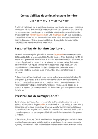 Compatibilidad de amistad entre el hombre Capricornio y la mujer Cáncer ...
